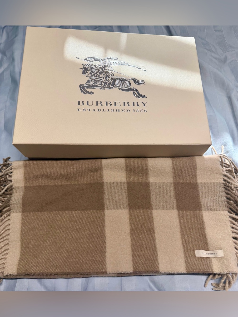 Burberry Signature Check Scarf in Beige and Camel